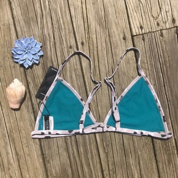 Black Blossom/Floral Print Tavik Jett Triangle Bikini Top - Picture 12 of 12